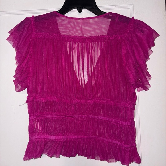 Free People Fuchsia Ruffle Top - Picture 4 of 4